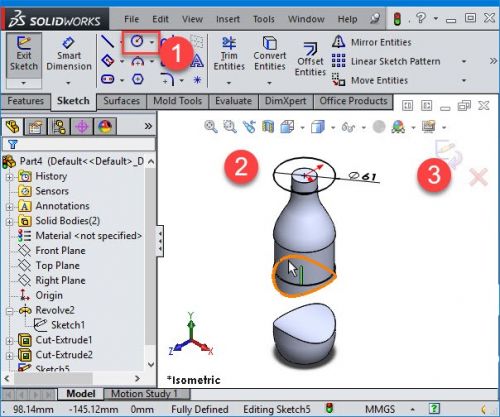 آموزش ترسیم بطری نوشابه در سالیدورک
